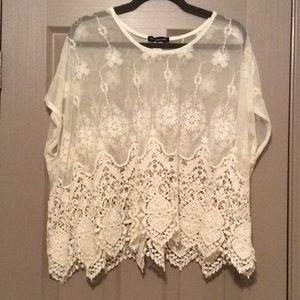 Cream Crochet and Lace Top